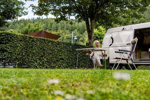 Campsite Luxembourg with campervan, motorhome, nature